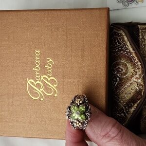 Babara Bixby Sterling & 18kt Gold Peridot Ring Sz.9